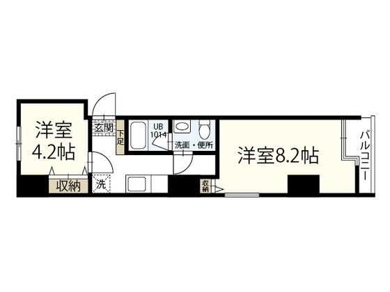 広島市南区宇品海岸のマンションの間取り