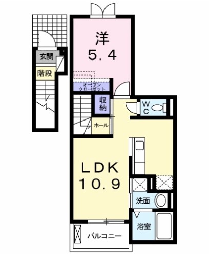 広島市東区山根町のアパートの間取り