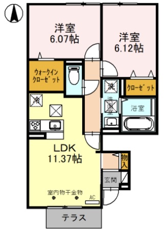 【姫路市大津区長松のアパートの間取り】