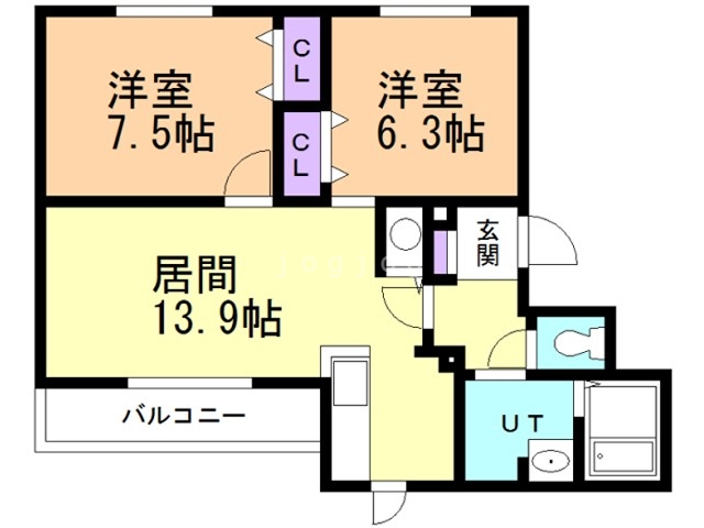 【ソレアード北１５条の間取り】