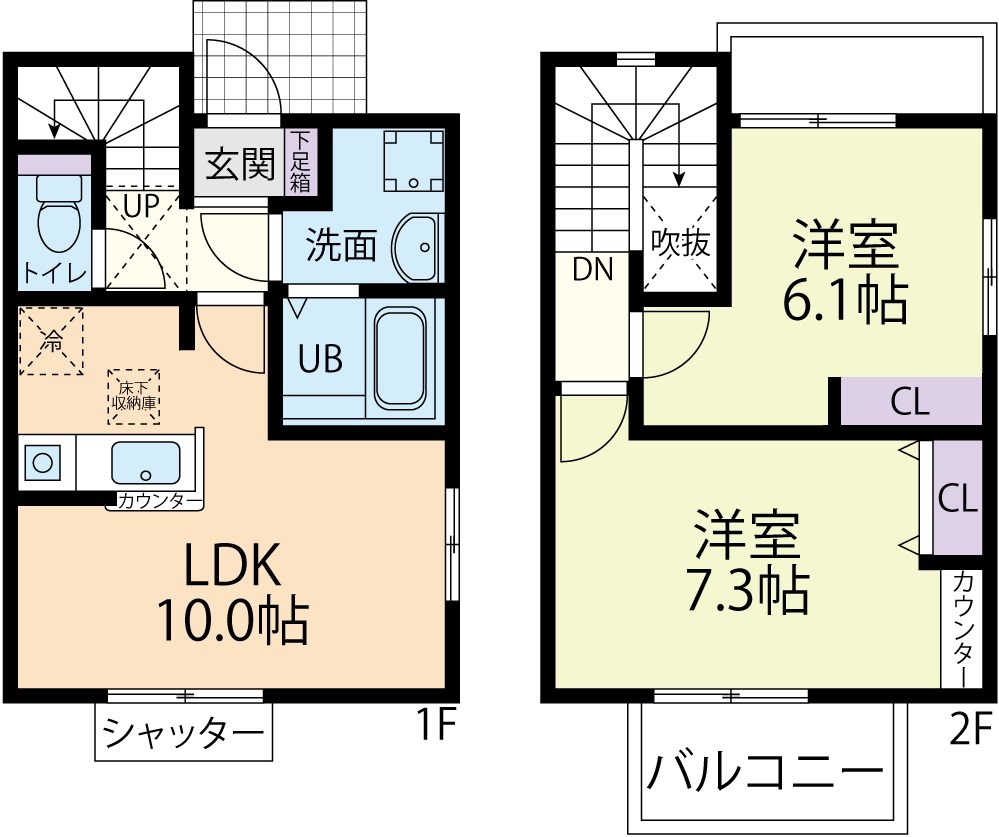 (仮称)太白区秋保町長袋テラスハウス(仮称)　Bの間取り