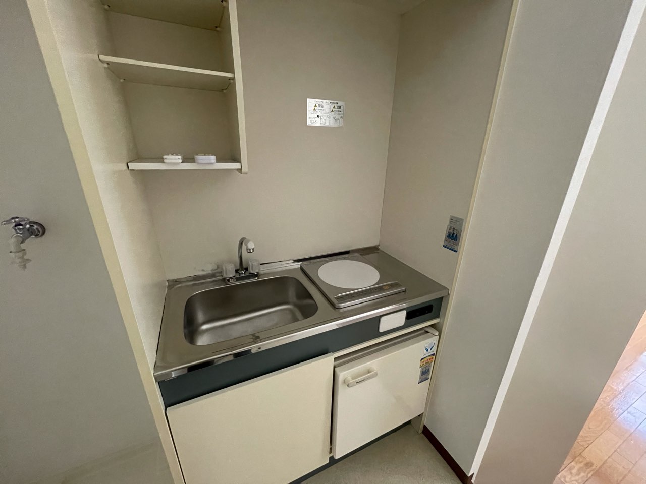 キッチン　1口IHコンロで火を使わず、料理初心者の方にもおすすめです！