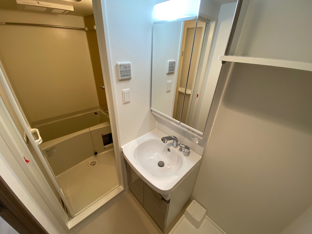 洗面設備　洗面化粧台の隣に洗濯機置き場あり☆