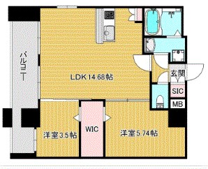 地下鉄箱崎線 呉服町駅 徒歩10分 9階建 築3年の間取り写真