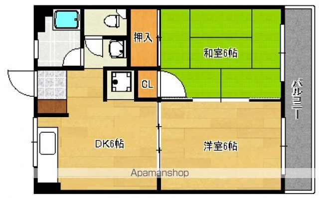 広島電鉄宇品線 県病院前駅 徒歩11分 4階建 築47年の間取り写真
