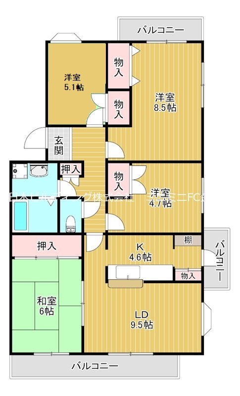 UR小金台団地1号棟の間取り