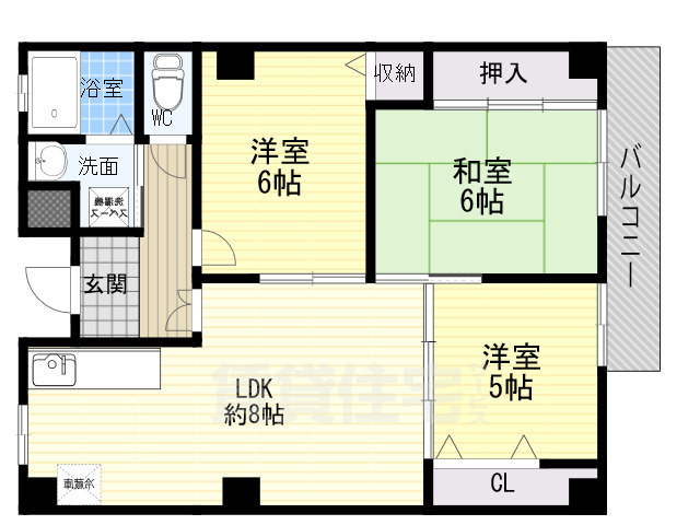 高槻市中川町のマンションの間取り