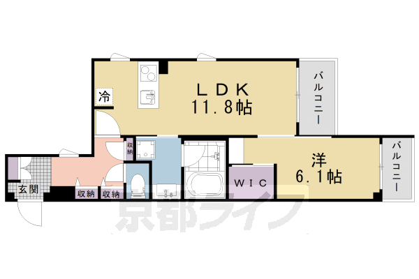 京都市上京区梅屋町のマンションの間取り