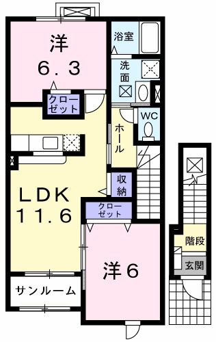 新潟市西区内野西のアパートの間取り