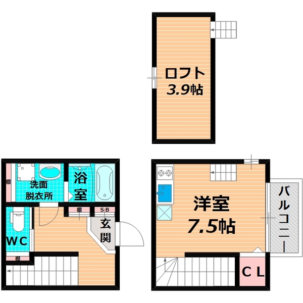 大阪市旭区太子橋のアパートの間取り