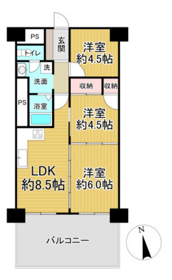 広島市東区光町のマンションの間取り