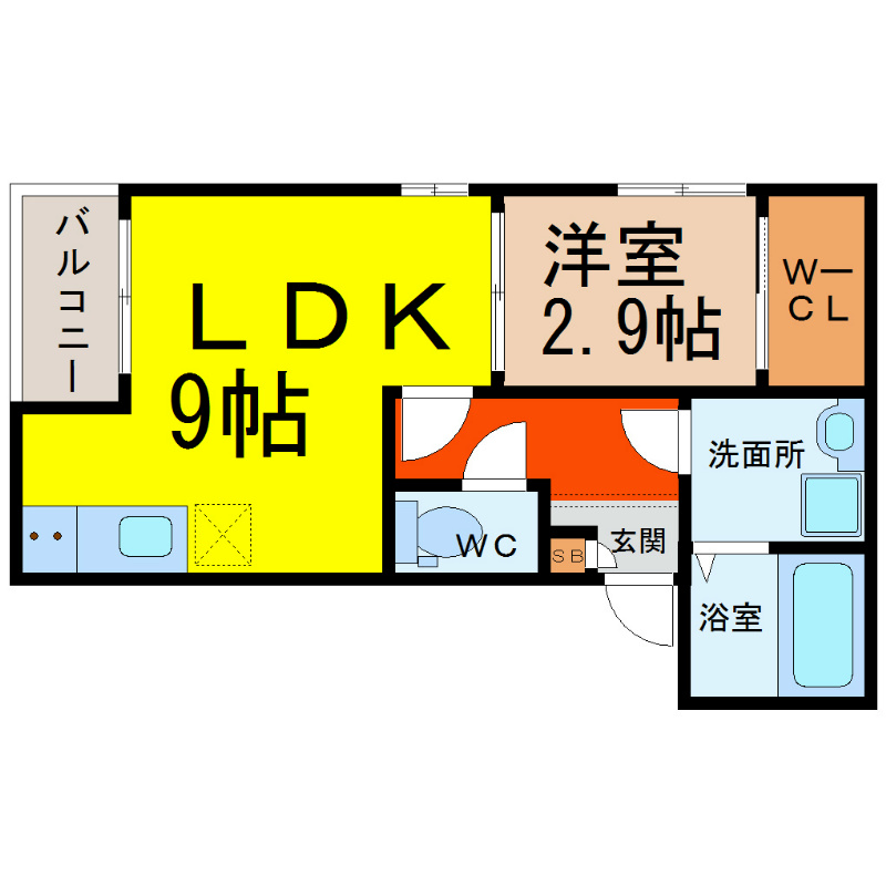 名古屋市北区柳原のアパートの間取り