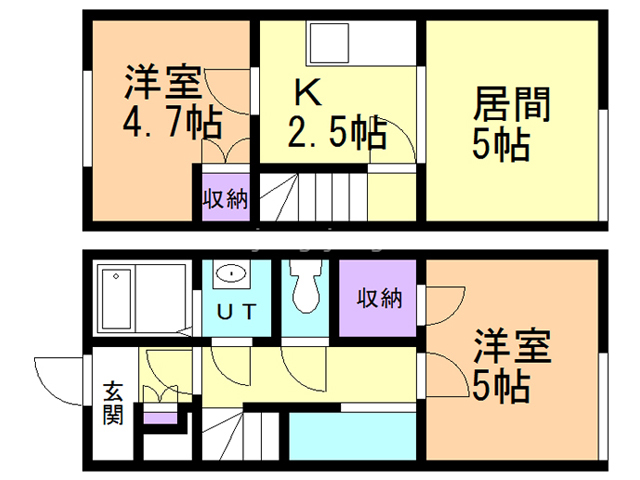 苫小牧市拓勇東町のアパートの間取り