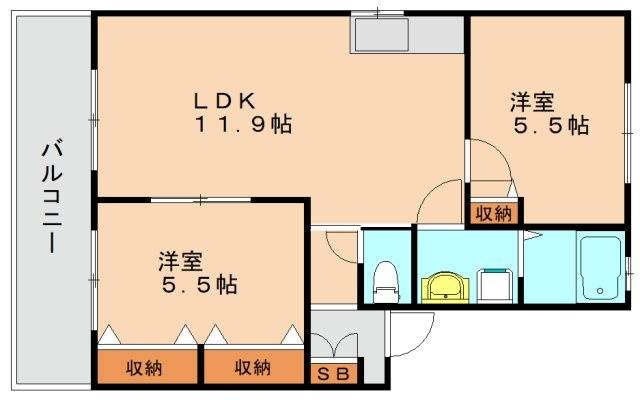 福岡市東区下原のアパートの間取り