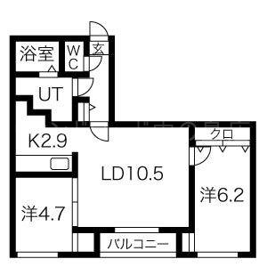 札幌市東区北二十四条東のマンションの間取り