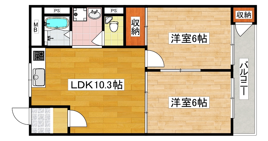 大阪市西成区玉出中のマンションの間取り