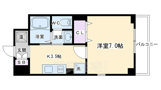 京都市左京区下鴨芝本町のマンションの間取り