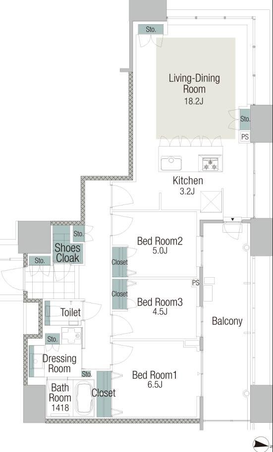 福岡市東区香椎照葉のマンションの間取り