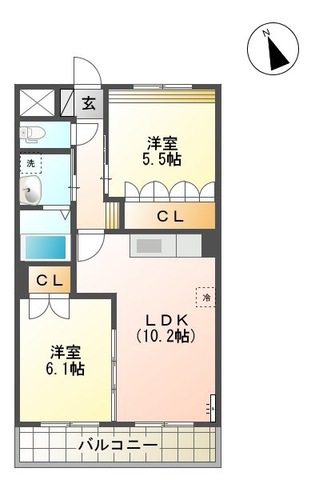 熊本市南区八分字町のアパートの間取り