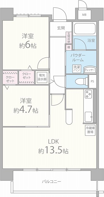 姫路市阿保のマンションの間取り