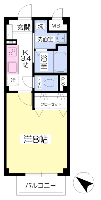 所沢市弥生町のアパートの間取り