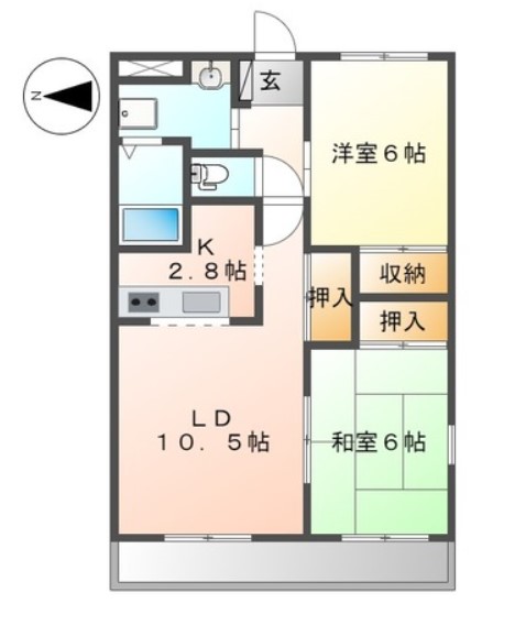 【姫路市御国野町国分寺のアパートの間取り】