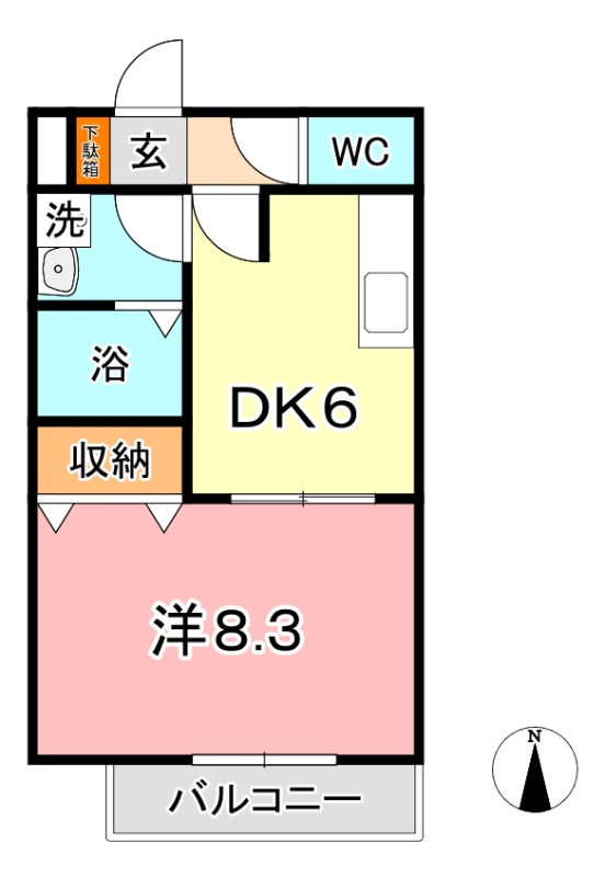 倉敷市西岡のアパートの間取り