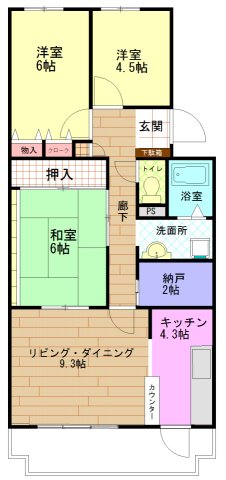 川越グリーンパークB-2号棟の間取り