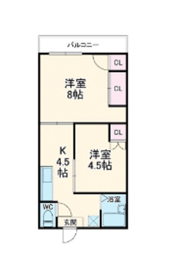 横浜市神奈川区三ツ沢中町のマンションの間取り