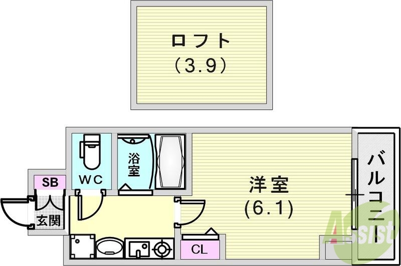 エステムコート神戸県庁前IIIフィエルテの間取り