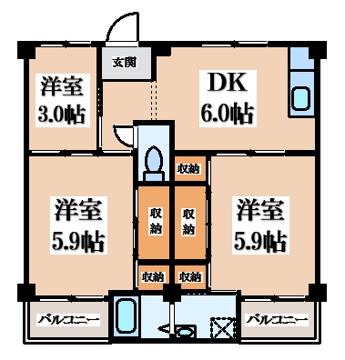 ビレッジハウス葛ノ葉の間取り写真