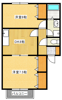 仙台市宮城野区田子のアパートの間取り