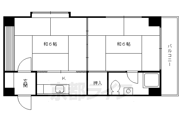 京都市伏見区竹田久保町のマンションの間取り