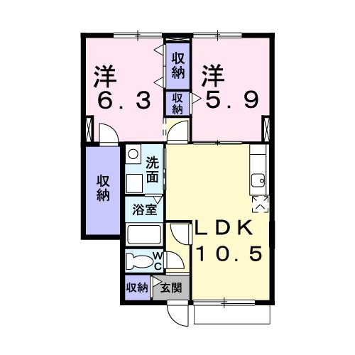 佐波郡玉村町大字南玉のアパートの間取り