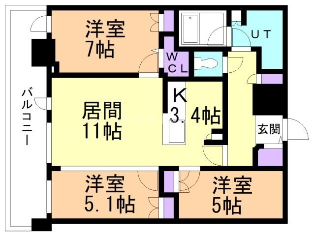 札幌市北区北八条西のマンションの間取り