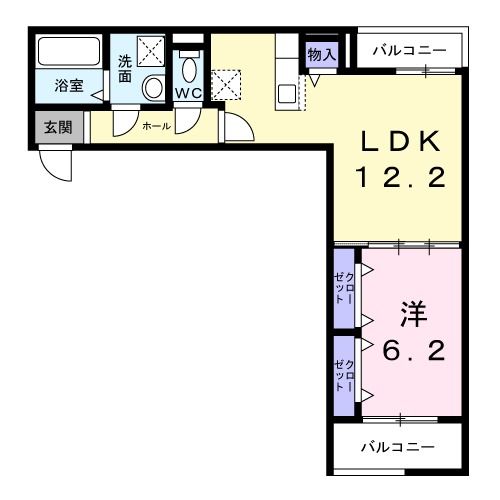 奈良市杏町のアパートの間取り