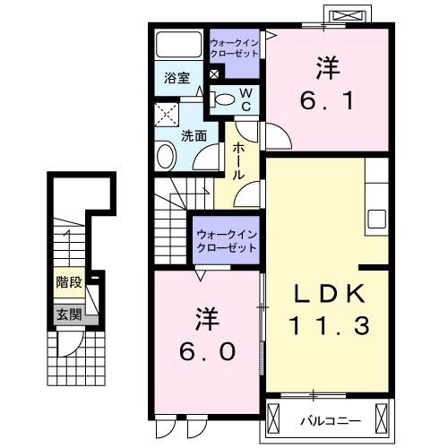 北茨城市中郷町上桜井のアパートの間取り