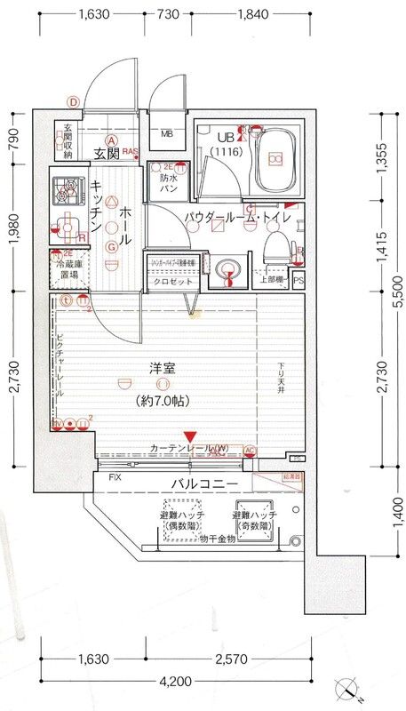 大阪市東淀川区大道南のマンションの間取り