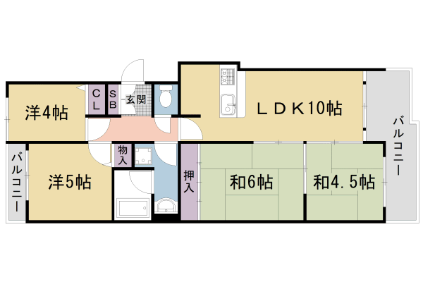 京都市右京区太秦森ケ西町のマンションの間取り