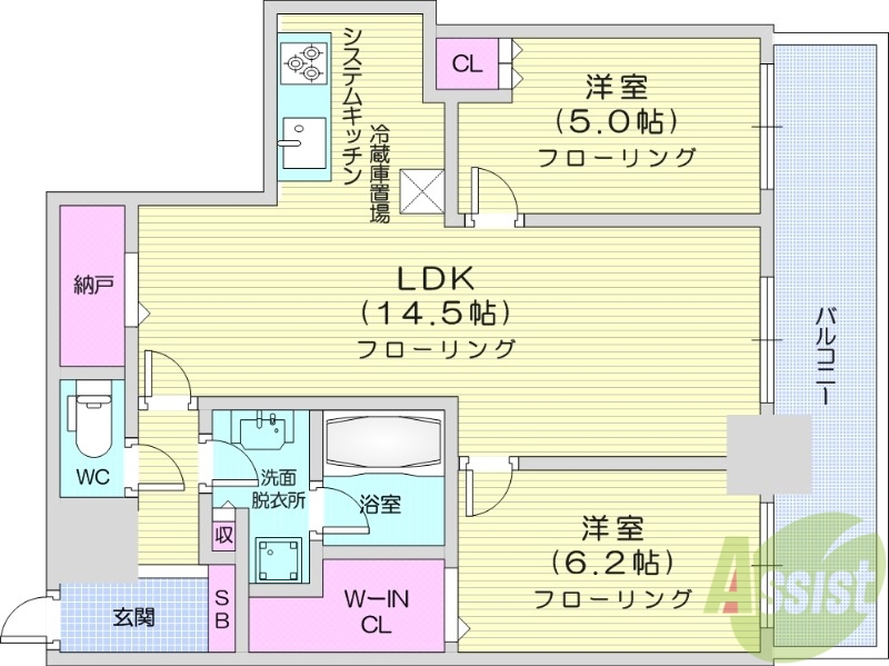 札幌市北区北八条西のマンションの間取り