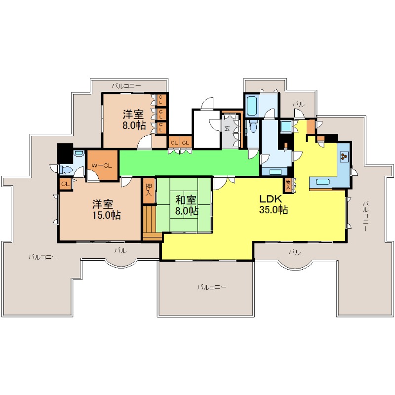 名古屋市東区主税町のマンションの間取り