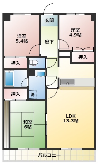 【サニープレイスIIの間取り】