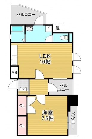 北九州市小倉北区馬借のマンションの間取り