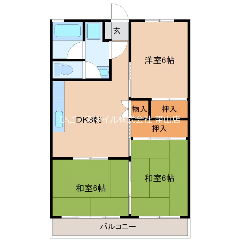 熊本市北区八景水谷のアパートの間取り