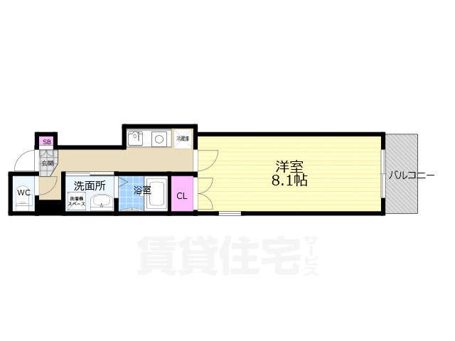 京都市東山区西海子町のマンションの間取り