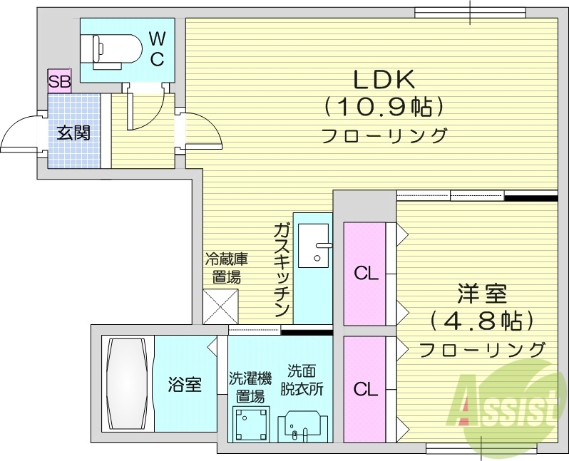 【札幌市西区発寒十条のマンションの間取り】