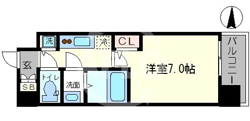 大阪市浪速区大国のマンションの間取り