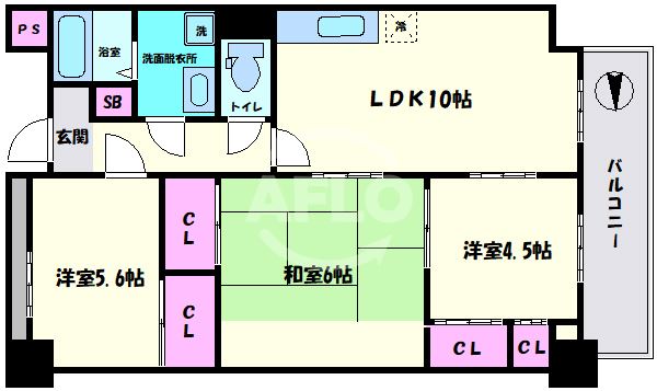 大阪市西成区潮路のマンションの間取り