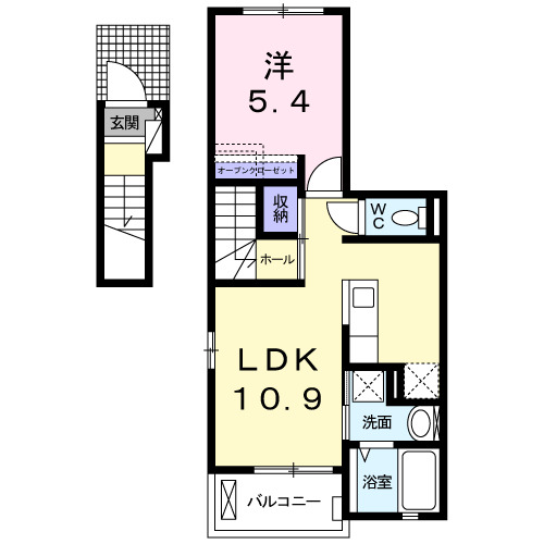 八王子市下柚木のアパートの間取り