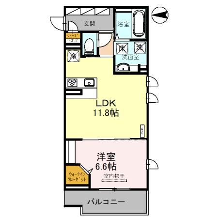 富山市古鍛冶町のアパートの間取り